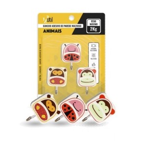 Cabide Adesivo Animais C/3 123UTIL