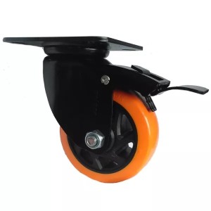 Rodízio Giratório Laranja C/Freio 1 1/2