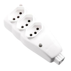 Tomada Barra Tripla Branca 20A 2P+T FC CABOS