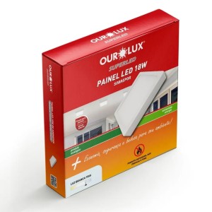 Painel Led Sobrepor Super Eco Quad. 18W 6500K OUROLUX